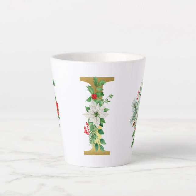 Mit Monogramm Xmas-Latte-Tasse-Gold-Brief Milchtasse (Vorderseite)