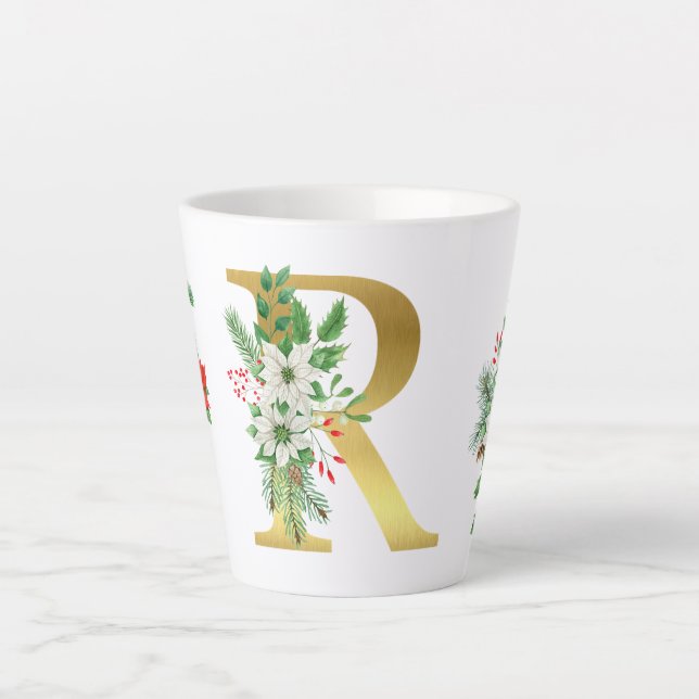 Mit Monogramm Xmas-Latte-Tasse-Gold-Brief Milchtasse (Vorderseite)