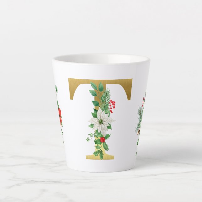 Mit Monogramm Xmas-Latte-Tasse-Gold-Brief Milchtasse (Vorderseite)