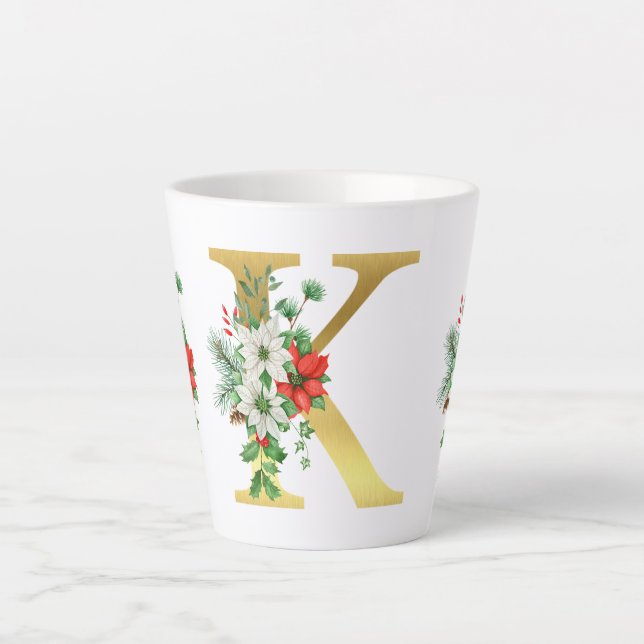Mit Monogramm Xmas-Latte-Tasse-Gold-Brief Milchtasse (Vorderseite)