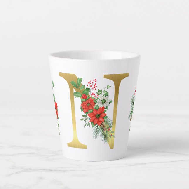 Mit Monogramm Xmas-Latte-Tasse-Gold-Brief Milchtasse (Vorderseite)