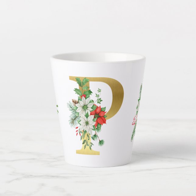 Mit Monogramm Xmas-Latte-Tasse-Gold-Brief Milchtasse (Vorderseite)