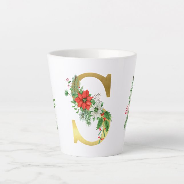 Mit Monogramm Xmas-Latte-Tasse-Gold-Brief Milchtasse (Vorderseite)