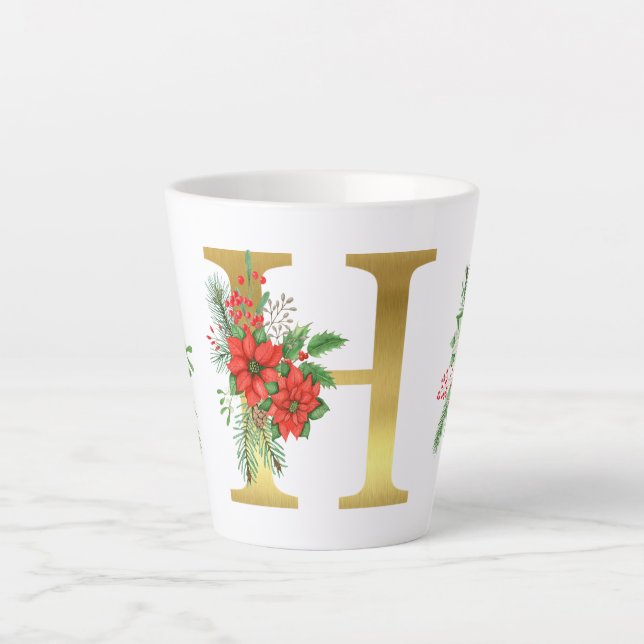 Mit Monogramm Xmas-Latte-Tasse-Gold-Brief Milchtasse (Vorderseite)