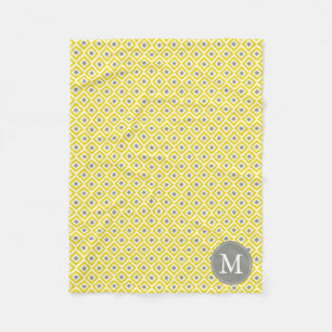 Mit Monogramm Yellow Greonds Ikat Pattern Fleecedecke