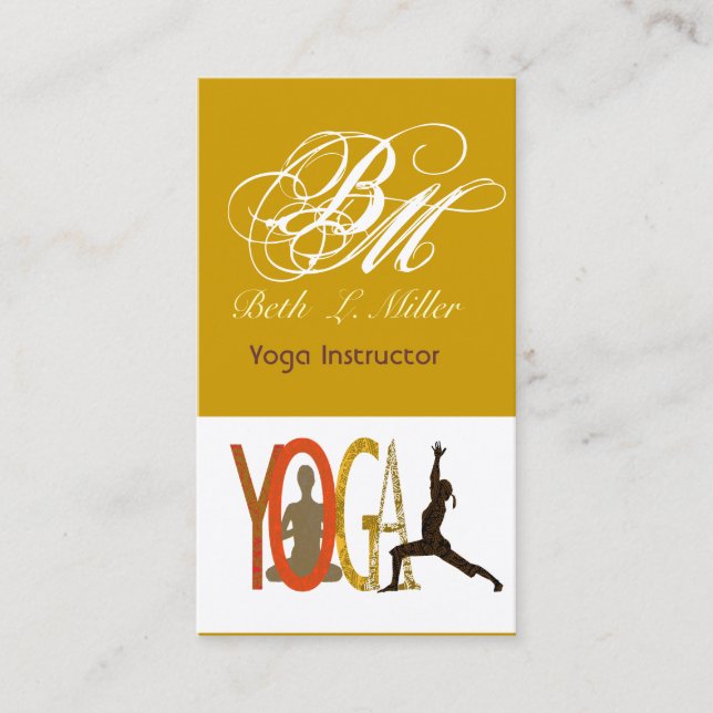 Mit Monogramm Yogayogi-geeignete Lehrer-Meditation Visitenkarte (Vorderseite)