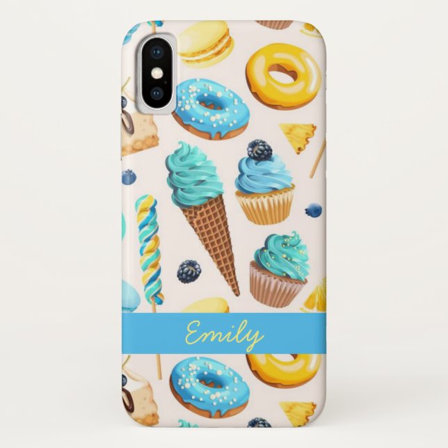 Mit Monogramm Yummy Ice Creme Donuts Cup Cake Case-Mate iPhone Hülle (Rückseite)