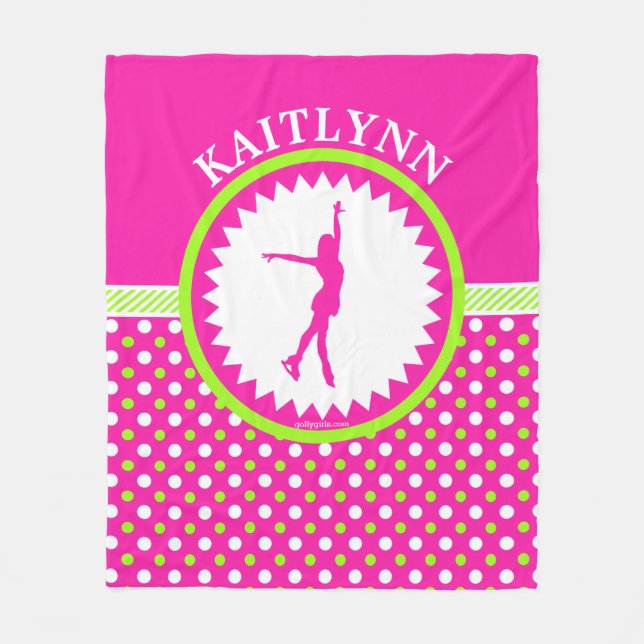 Mit Monogramm Zahl Skater-Rosa - grüne Fleecedecke (Vorderseite)