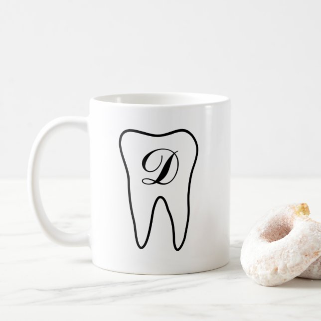 Mit Monogramm Zahnlogo - Kaffeemaschine Tasse für  (Mit Donut)