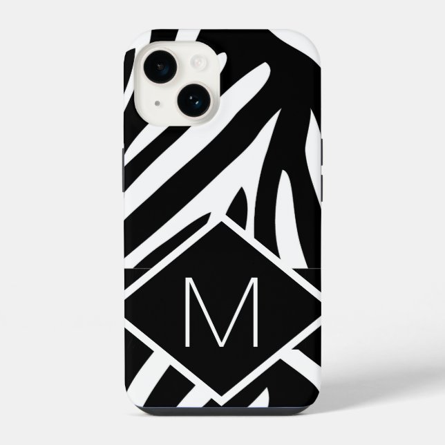Mit Monogramm Zebra-Druckfarben iPhone Hülle (Rückseite)