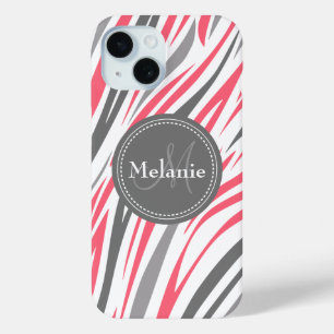 Mit Monogramm Zebra-Printwerbung in Rosa und Grau Case-Mate iPhone Hülle