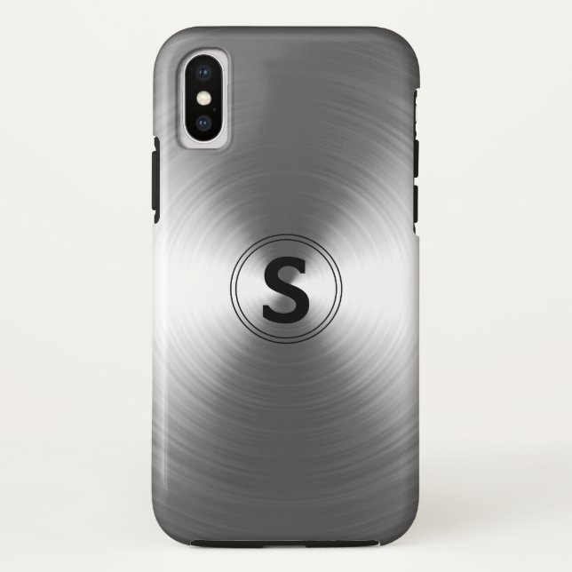 Mit Monogramm, zeitgemäßes Silberstrahlmuster Case-Mate iPhone Hülle (Rückseite)