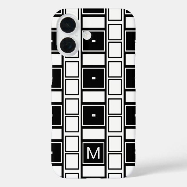 Mit Monogramm, zeitgenössische Schwarz-Weiß-Plätze Case-Mate iPhone Hülle (Rückseite)