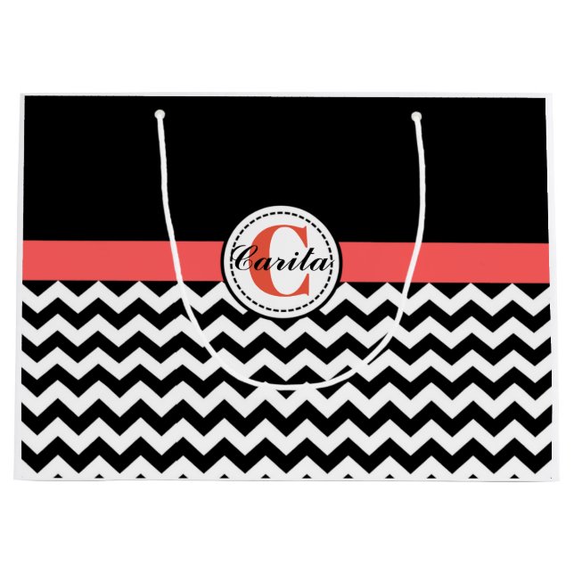 Mit Monogramm Zickzack Geschenktasche Große Geschenktüte (Vorderseite)