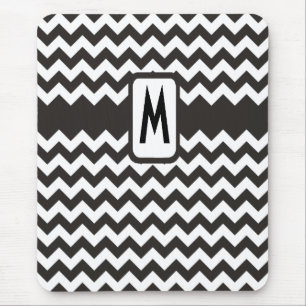 Mit Monogramm Zigzag Mousepad: Schwarze, weiße Che Mousepad