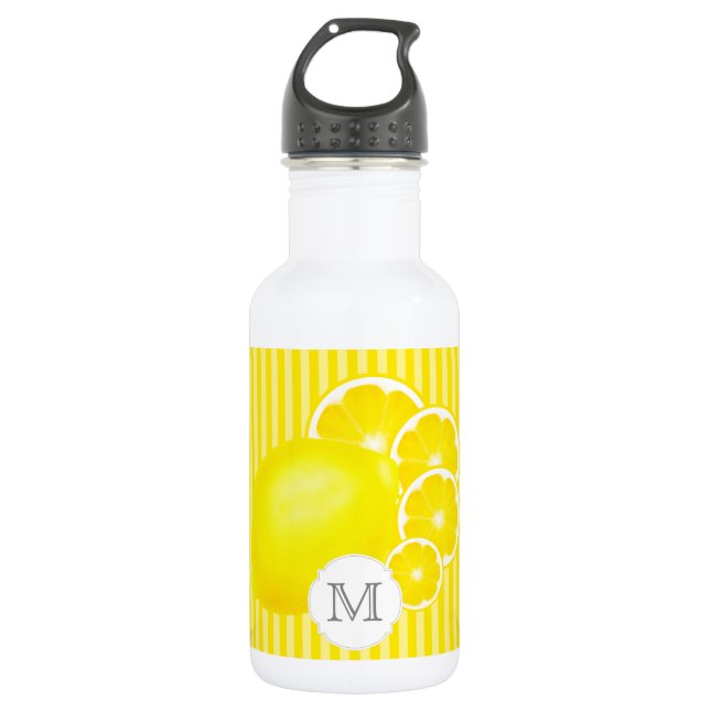 Mit Monogramm Zitronen für Lemonade Flasche Edelstahlflasche (Vorderseite)