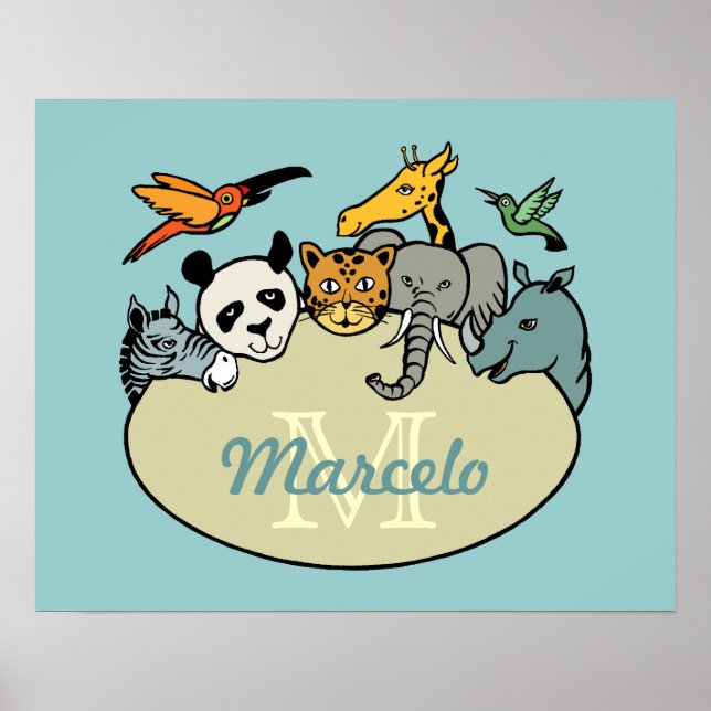 mit Monogramm Zootiere Poster (Vorne)