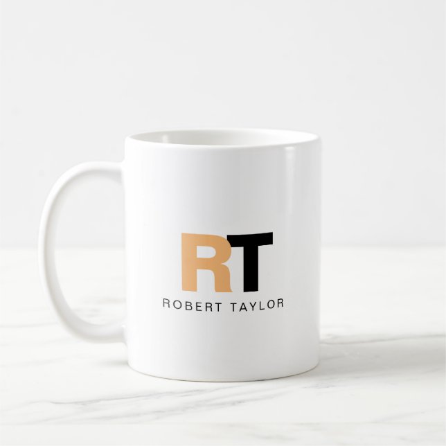 Mit Monogramm zwei Tonen Personalisiert Kaffeetasse (Links)