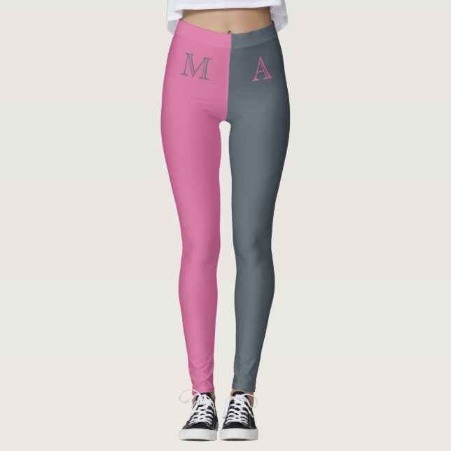 Mit Monogramm zwei Tonen Personalisiert Leggings (Vorderseite)