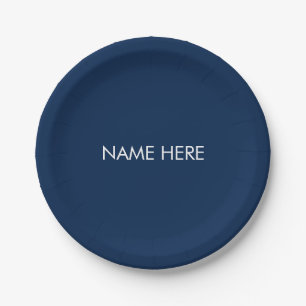 Mit Name, minimalistischer Marine blau anpassen Pappteller