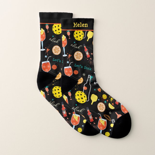 Mit Namen Diners und 🍾 🥂 Drinks - Pickleball Socken (Paar)
