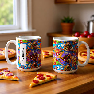Mit Namen Funny Pizza Scheiben Kaffeetasse
