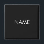 Mit Namen, minimalistisch Schwarz-weiß anpassen Magnet<br><div class="desc">Anpassen mit Namen,  minimalistischem Schwarz-weißen Magneten</div>