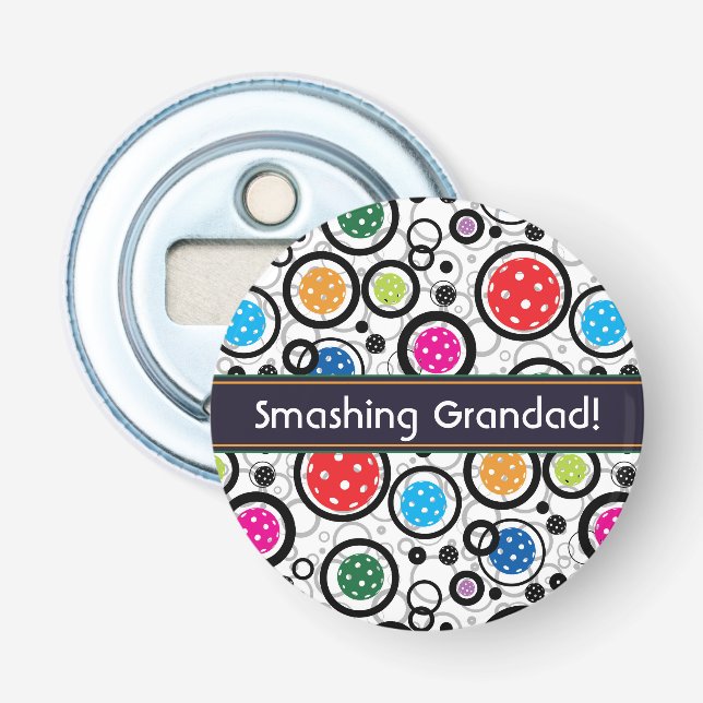 Mit Namen Muster mit Pickleballs Flaschenöffner (Vorderseite)