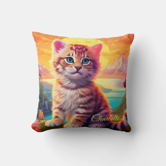 😺 mit Namen Schöne Katze mit Sonnenuntergang Kissen