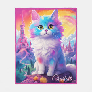 😺 mit Namen Schöne Pastellkatze Fleecedecke
