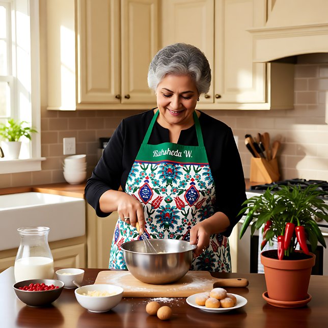 Mit Namen 💙 ❤️ Schöne türkische Fliesen Schürze (With name 💙❤️💚 Beautiful Turkish tiles Apron)