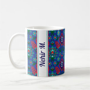 Mit Namen 💙 Schöner türkischer Iznik-Muster Kaffeetasse
