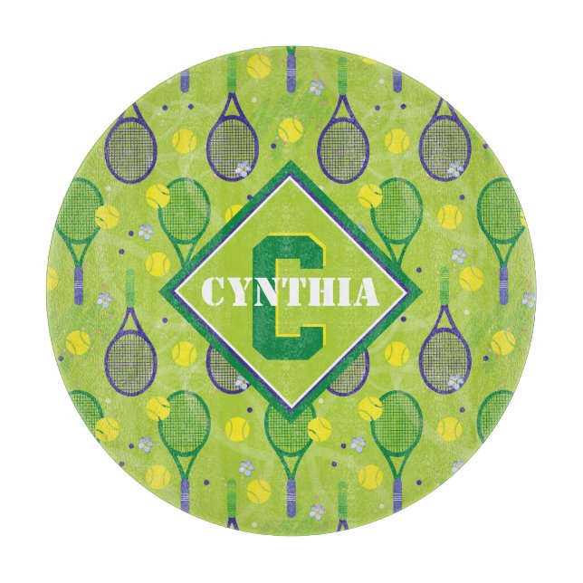 Mit Namen und Anfangsbuchstaben, Grün und lila Ten Schneidebrett (Vorderseite)