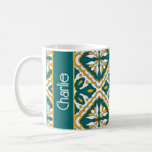 Mit Namen💛💚 Wunderschöne marokkanische Fliesen Kaffeetasse