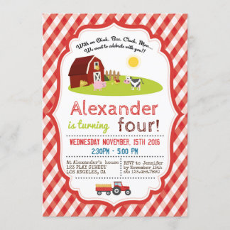 MIT OINK, BAA, CLUCK, MOO FARM BIRTHDAY EINLADUNG