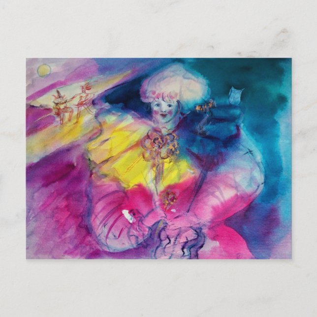 MIT OWL UND VIOLIN GESCHLOSSEN POSTKARTE (Vorderseite)