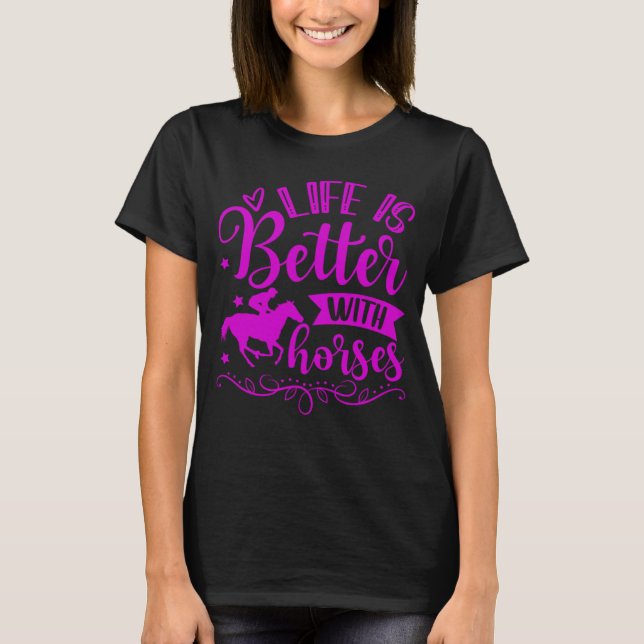 MIT PFERDEN  Pferd  Reiter T-Shirt (Vorderseite)