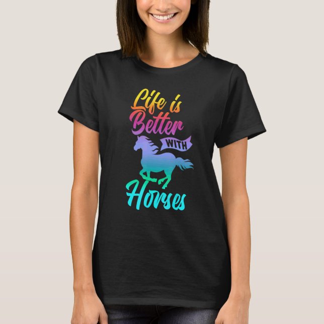 Mit Pferden Süßes Reiten T-Shirt (Vorderseite)