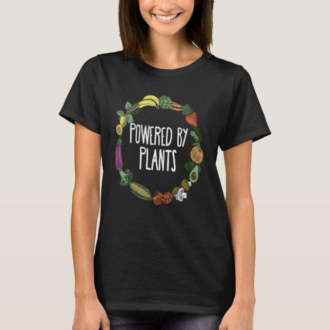 Mit Pflanze befeuertes Veganes Gemüse und Obst T-Shirt (Vorderseite)