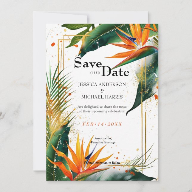 Mit QR-Code Vögel von Paradies Bliss Save The Date (Vorderseite)