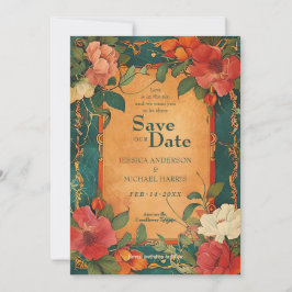 🌹 mit QR Rose Romantik: Jugendstil-Splendor Save The Date