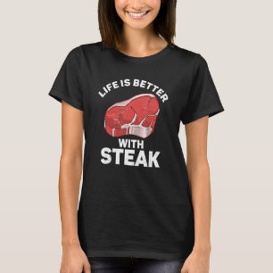 Mit rohem Steakfleisch Essen Rindfleisch Kuh Grill T-Shirt