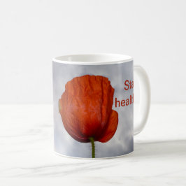 Mit roter Blume gesund bleibe Kaffeetasse