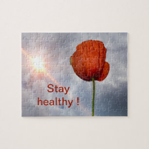 Mit roter Blume gesund bleibe Puzzle