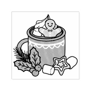 Mit Schneefall-Kakaoanrufen wärmen - Winter Drink Permastempel