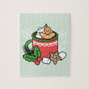 Mit Schneefall-Kakaoanrufen wärmen - Winter Drink Puzzle