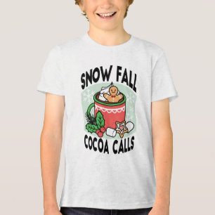 Mit Schneefall-Kakaoanrufen wärmen - Winter Drink Tri-Blend Shirt