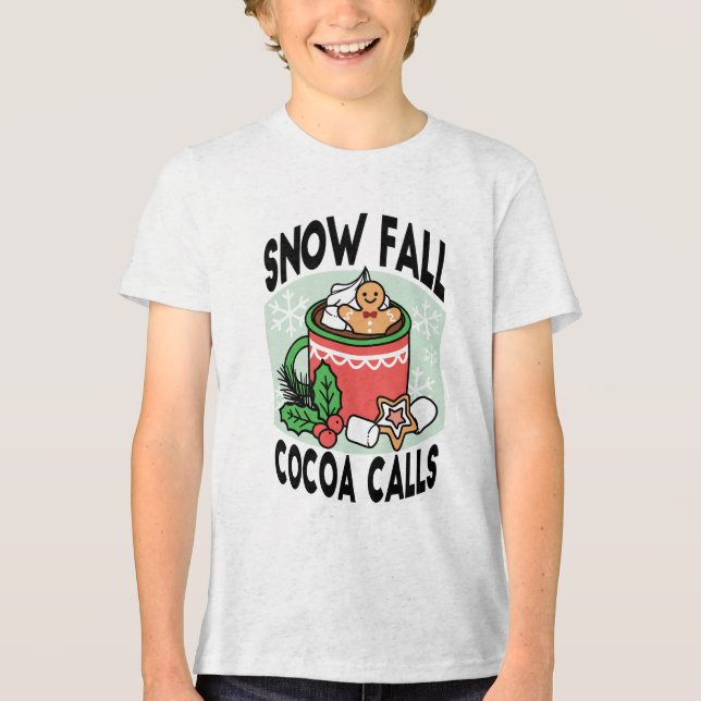 Mit Schneefall-Kakaoanrufen wärmen - Winter Drink Tri-Blend Shirt (Vorderseite)
