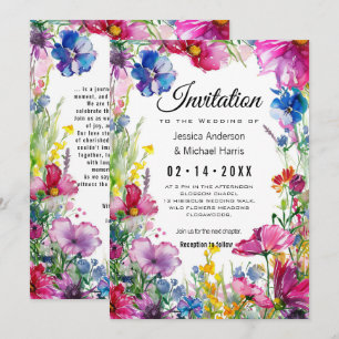 Mit schönem Text auf der Rückseite Meadow Blooms Einladung
