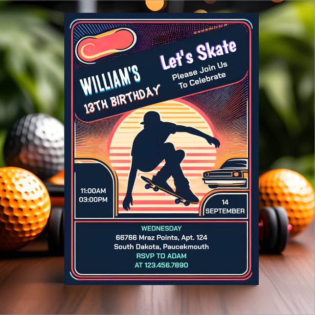 Mit Scooter Jump Zone Skateboarding 13. Geburtstag Einladung (Von Creator hochgeladen)